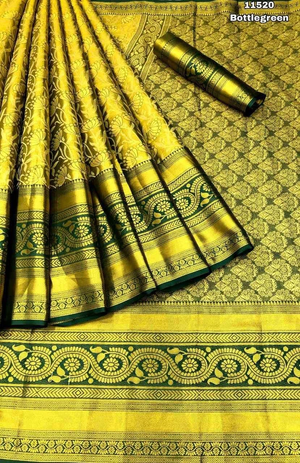 KS0010 Kanjivaram Soft Silk Saree  - Bottle green