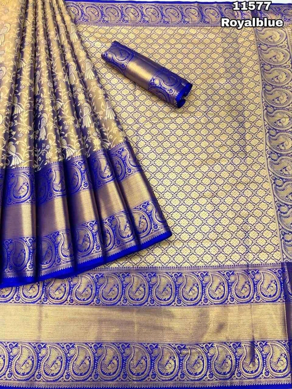 KS0014 Kanjivaram Soft Silk Saree  - Blue