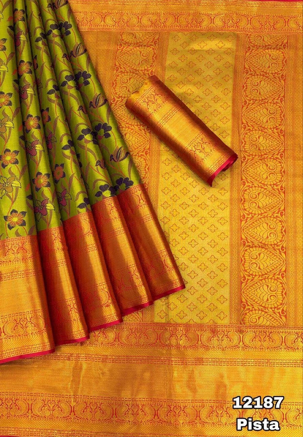 KS0015  Kanjivaram Bridal Silk Saree  - Pista