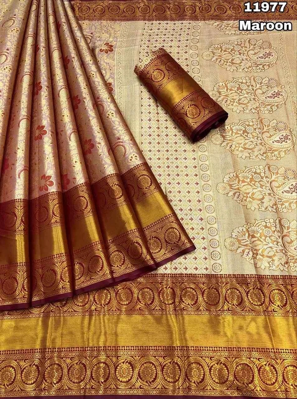 KS0017 Kanjivaram Silk Saree  - Maroon