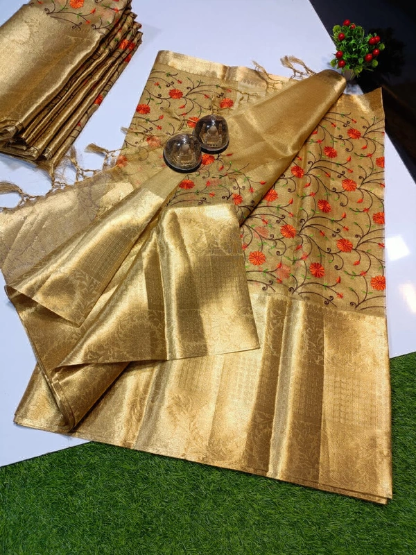 Tissue Banarasi Embroidery Saree - TAB0502 ( NO COD ) 