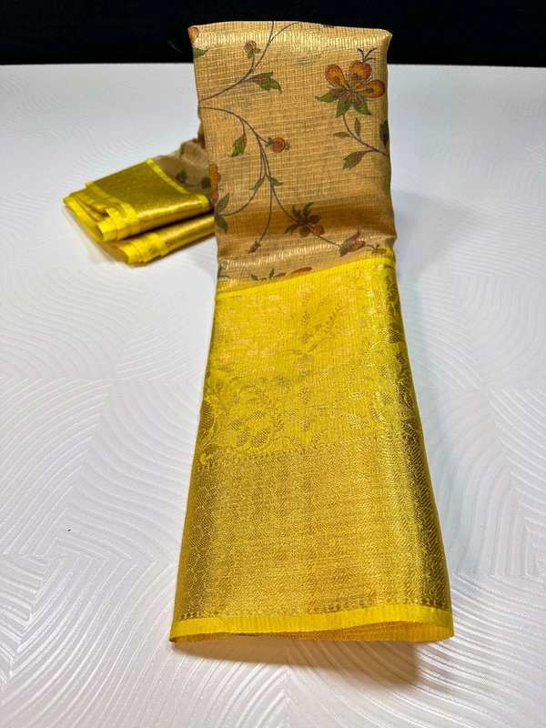 Banarasi Tissue Saree With Kalamkari Print - KTS002