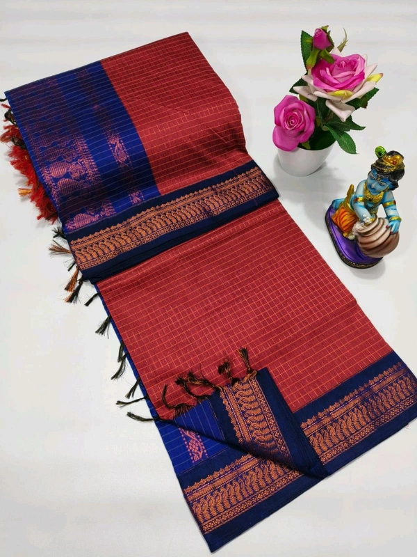 Checked Kalyani Cotton Saree - KC0001