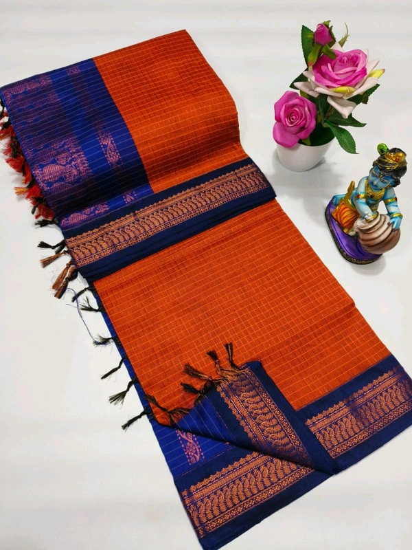 Checked Kalyani Cotton Saree - KC0004