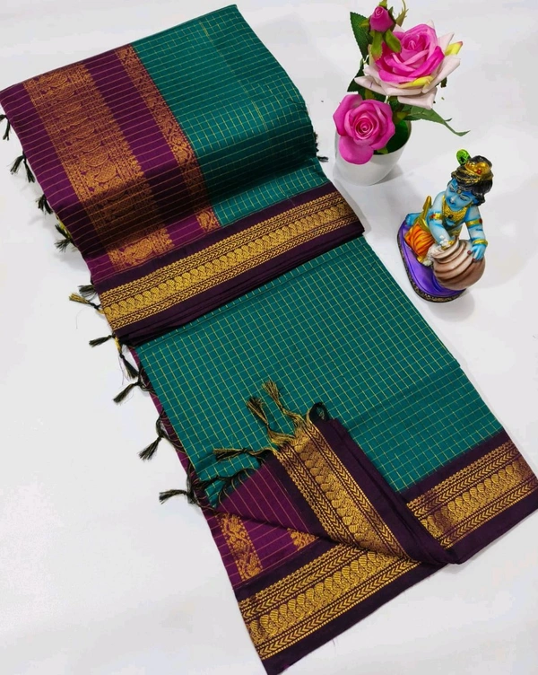 Checked Kalyani Cotton Saree - KC0009