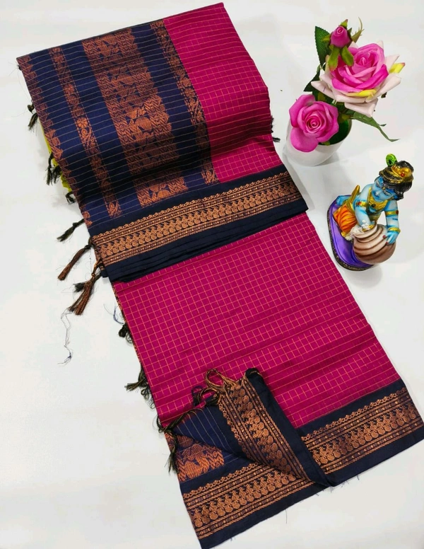 Checked Kalyani Cotton Saree - KC0010