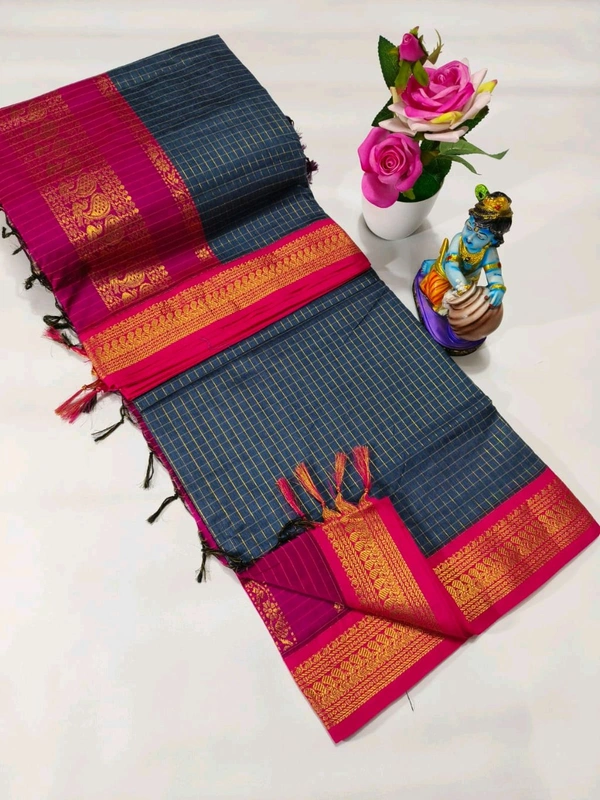 Checked Kalyani Cotton Saree - KC0015