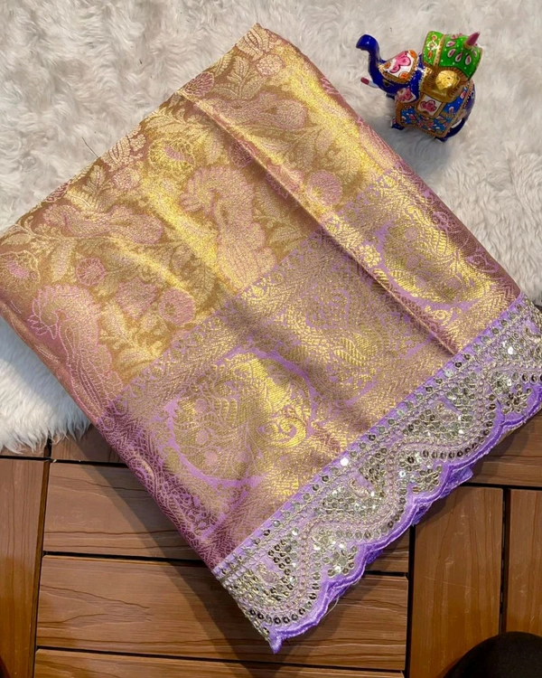 Maggam Lace Border Levender Kanjivaram Tissue Saree - W33001