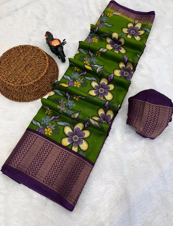 BEAUTIFUL SOFT DOLA SILK SAREE TIED UP - DW7401