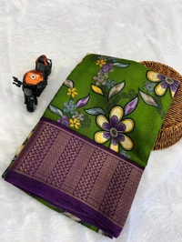 BEAUTIFUL SOFT DOLA SILK SAREE TIED UP - DW7401