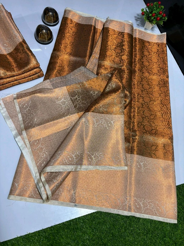 Banarasi Tissue Silk Copper Zari Weaving Saree - BT0801