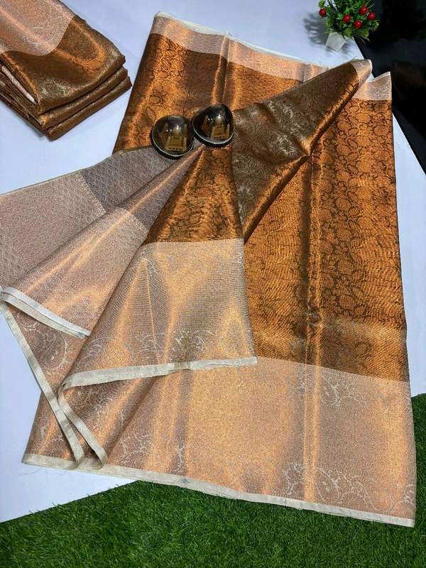 Banarasi Tissue Silk Copper Zari Weaving Saree - BT0801