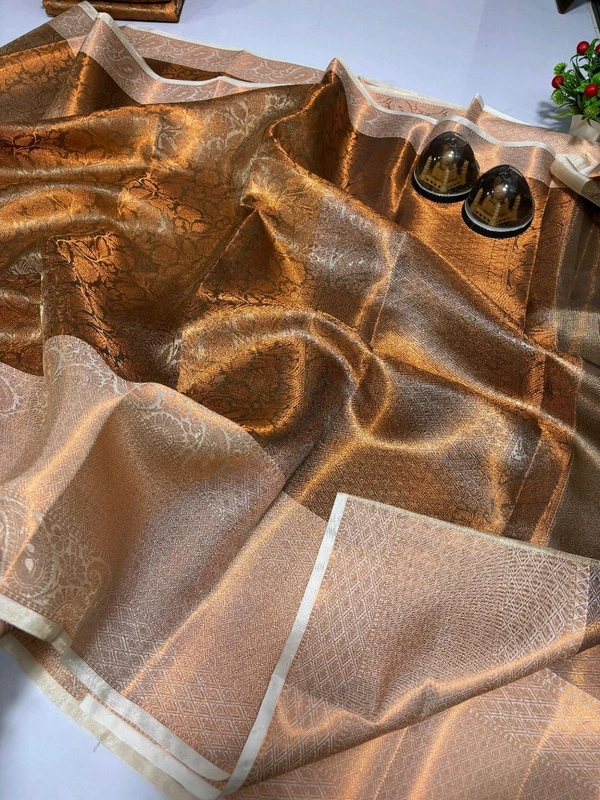 Banarasi Tissue Silk Copper Zari Weaving Saree - BT0801