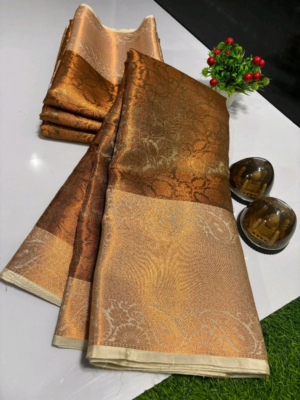 Banarasi Tissue Silk Copper Zari Weaving Saree - BT0801