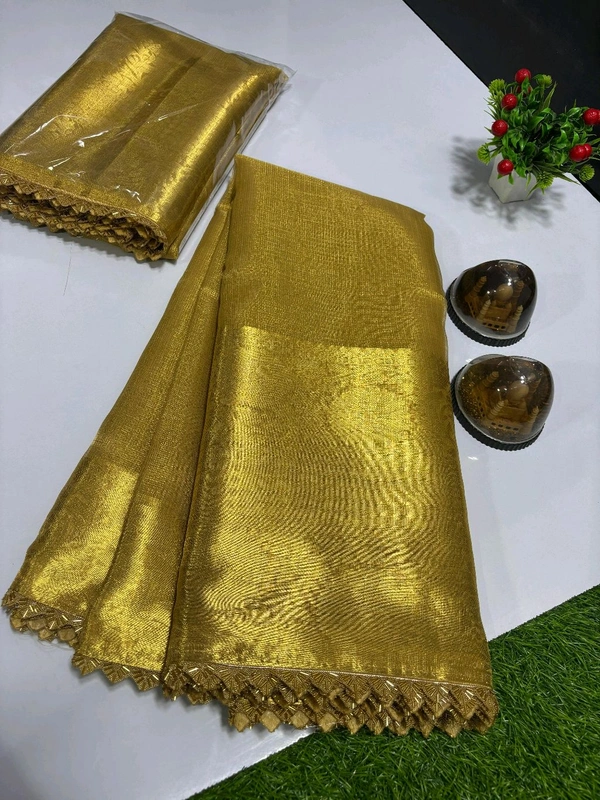 Banarasi Soft Tissue Silk Saree With Heavy Lace Border- BS0805