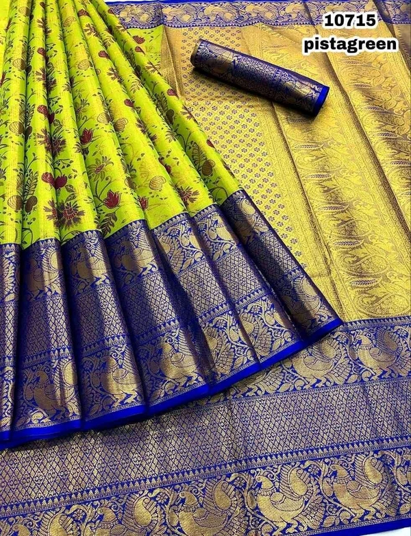 KS0003 Kanjivaram Zari Weaving Silk Saree  - Pista Green