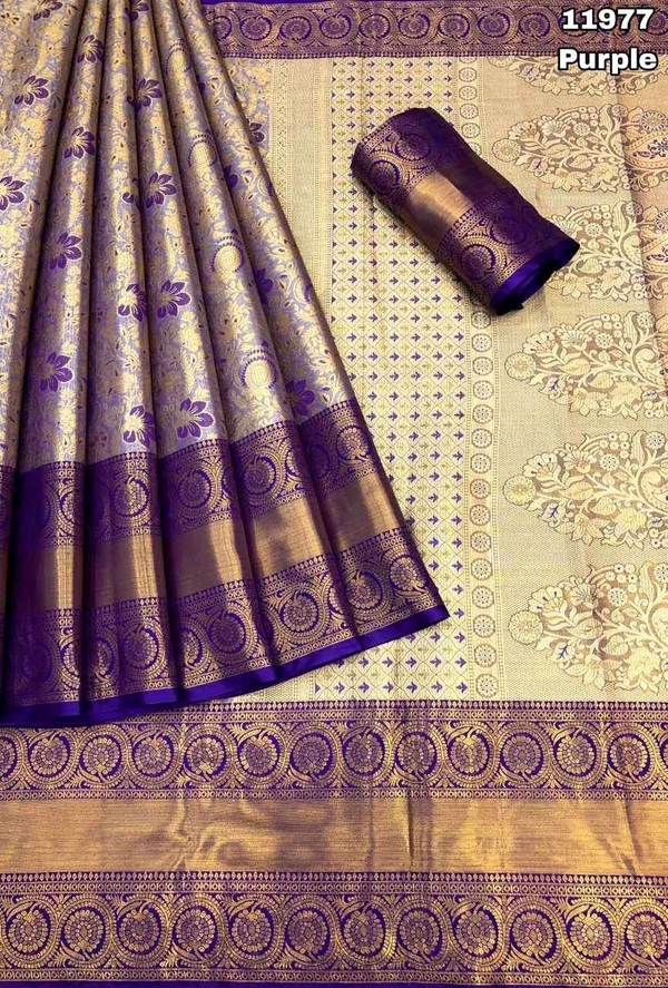 Kanjivaram Zari Weaving Silk Saree - KSA031 - Purple, 850