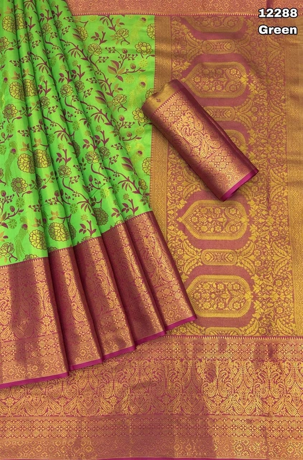 KS0025 Kanjivaram Semi Silk Saree  - Green