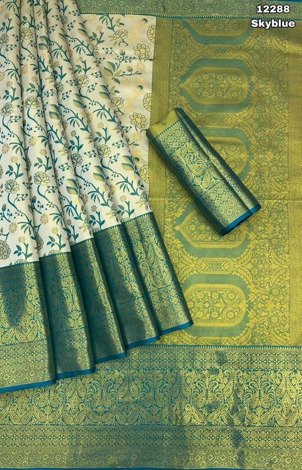 KS0025 Kanjivaram Semi Silk Saree  - Sky Blue