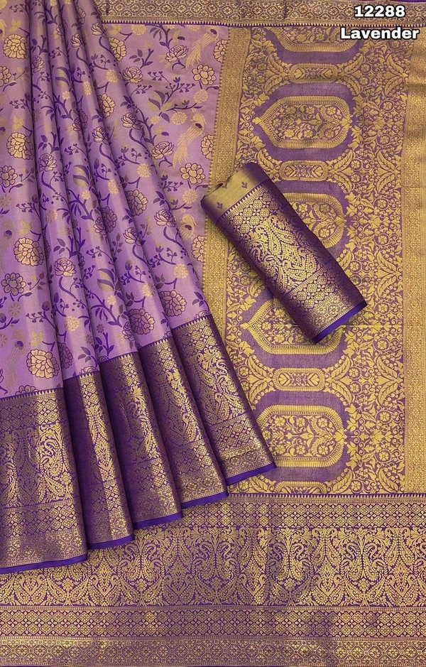 KS0025 Kanjivaram Semi Silk Saree  - Levender