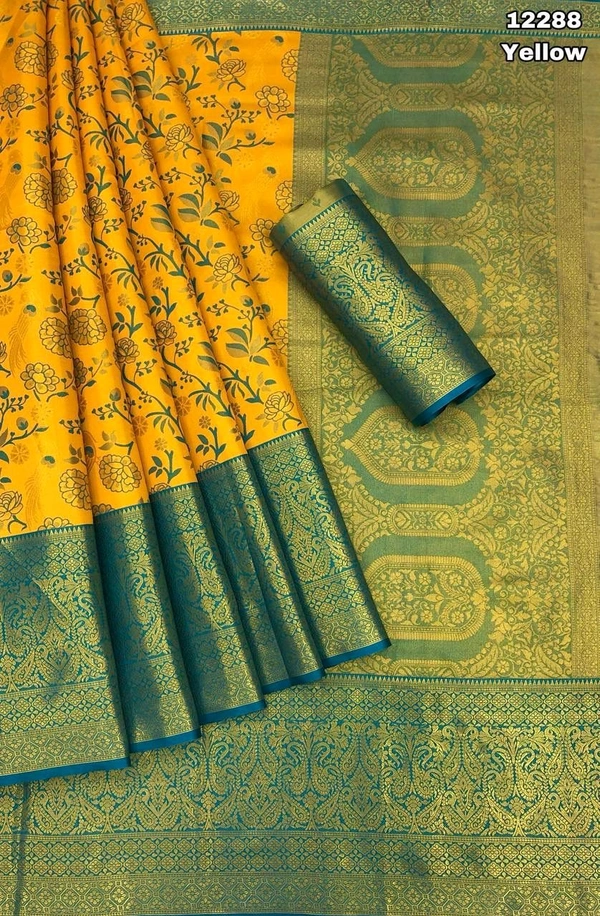 KS0025 Kanjivaram Semi Silk Saree  - Yellow