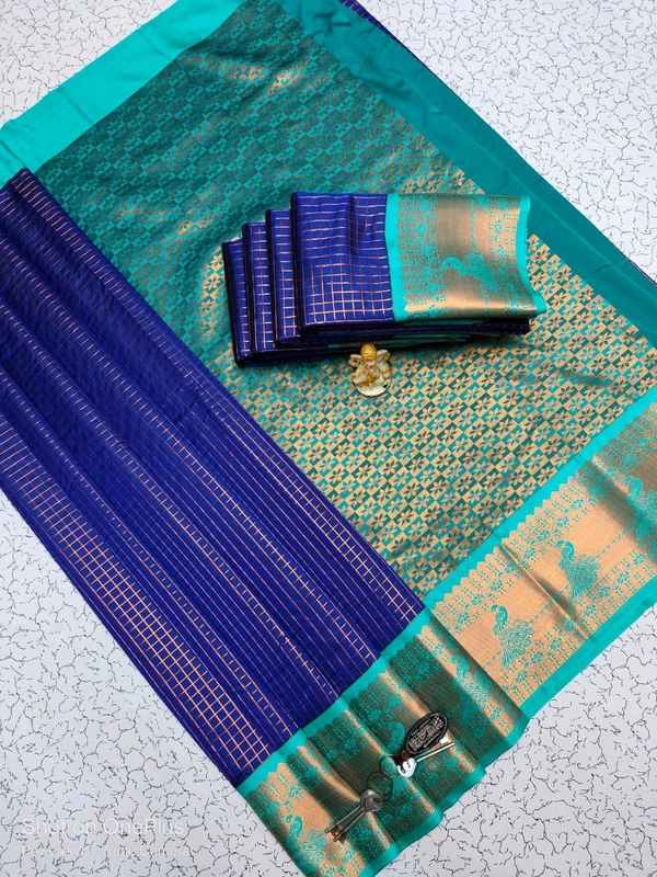 L13001 Very Rich Soft Silk Saree - Blue