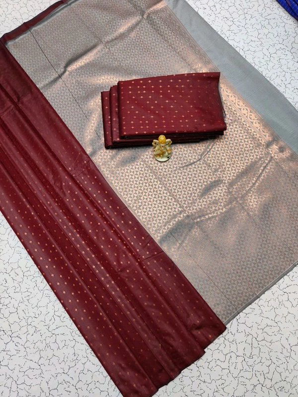 L13002 Soft Silk Saree - Brown