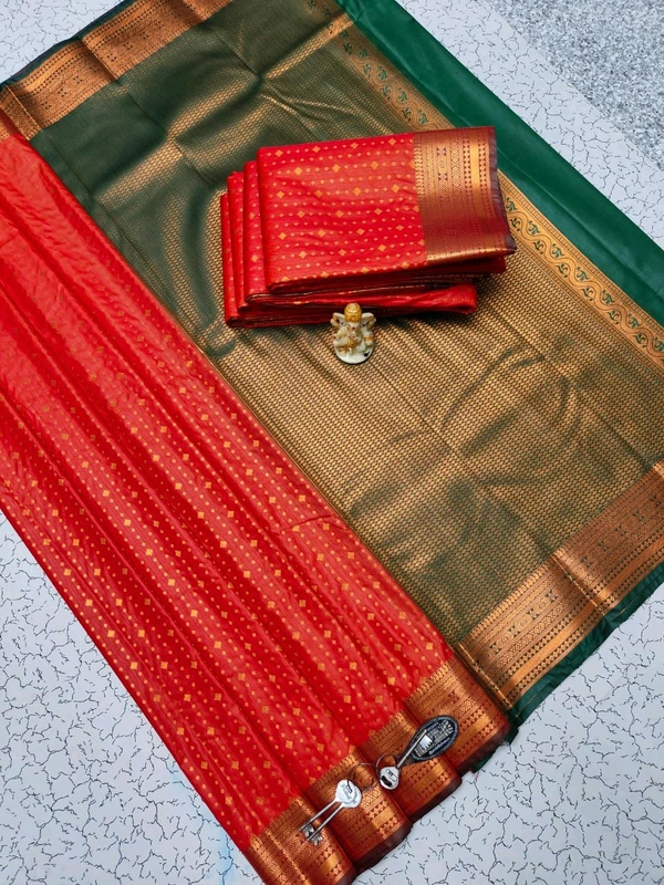 L13003 Soft Silk Saree - Red