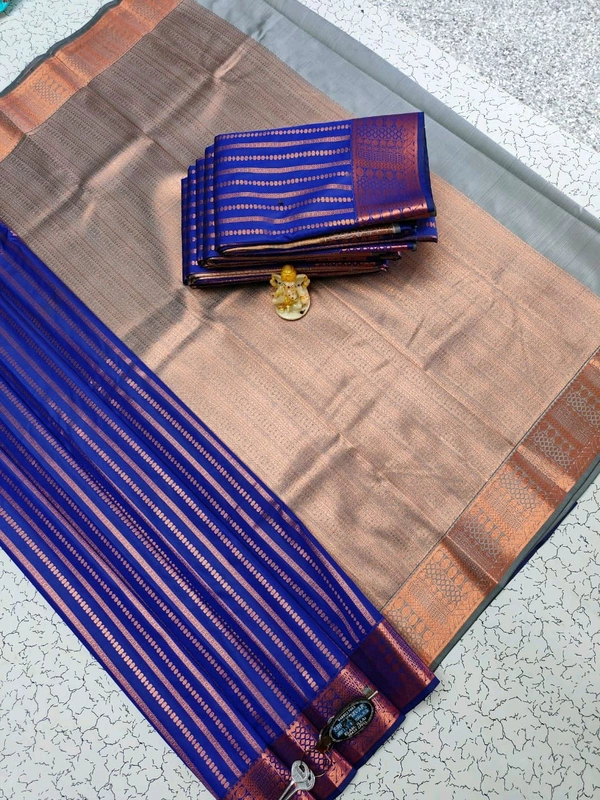 L13005 Soft Silk Saree - Blue