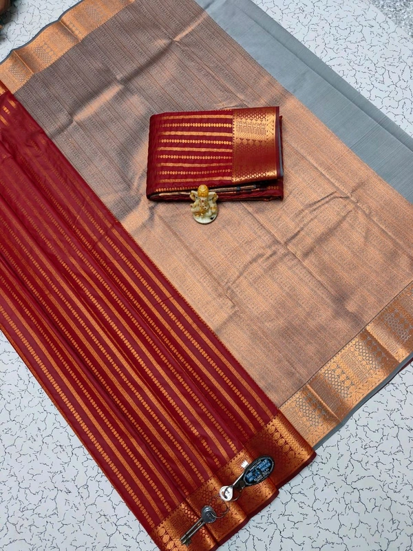 L13005 Soft Silk Saree - Brown