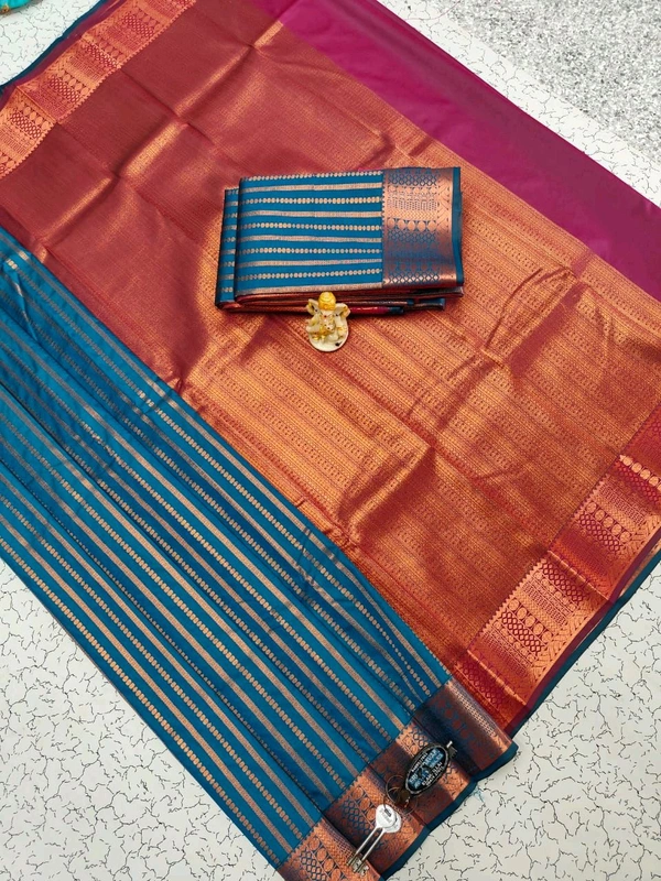 L13005 Soft Silk Saree - Teal