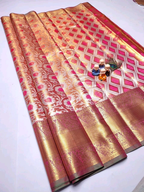 L05024 Kanjivaram Tissue Silk Saree  - Pink