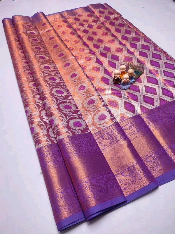 L05024 Kanjivaram Tissue Silk Saree  - Megenda