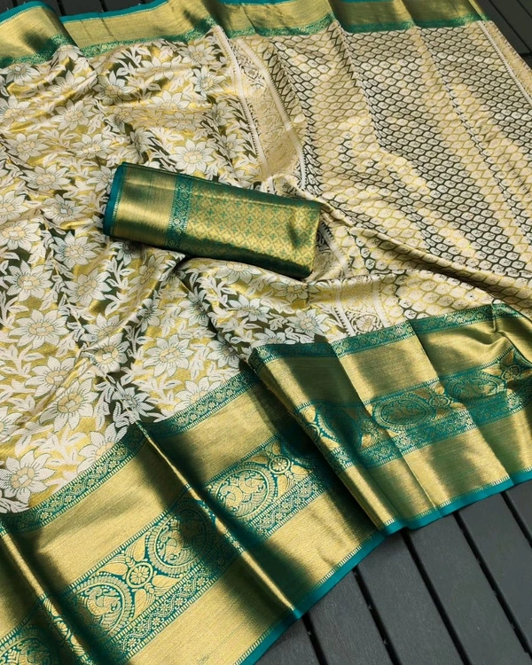 KS0032 Kanjivaram Silk Saree Full 1 Gm Gold Zari Weaving  - Rama