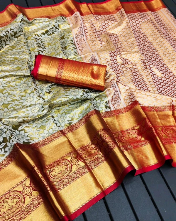 KS0032 Kanjivaram Silk Saree Full 1 Gm Gold Zari Weaving  - Green