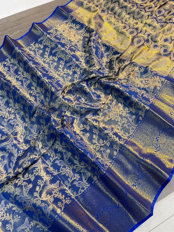 W22008 Kanjivaram Silk Saree  - Blue