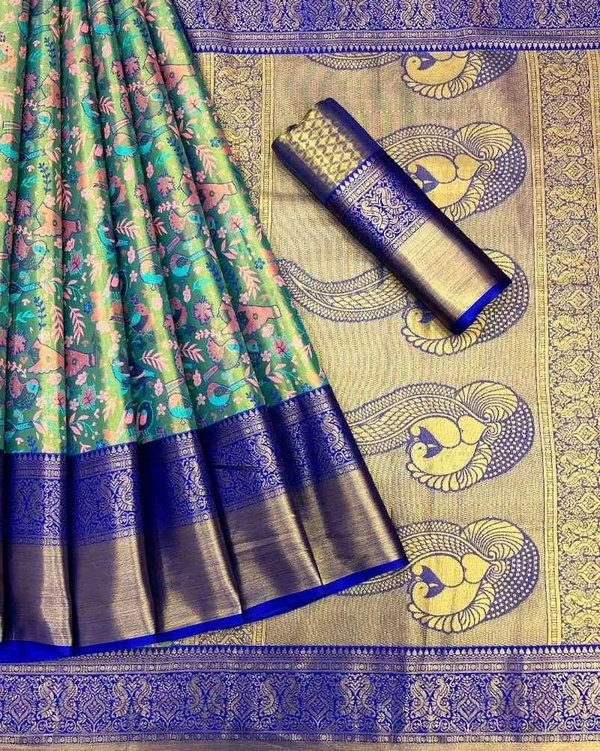 KS0030 Kanjivaram Silk Saree  - Sea Blue