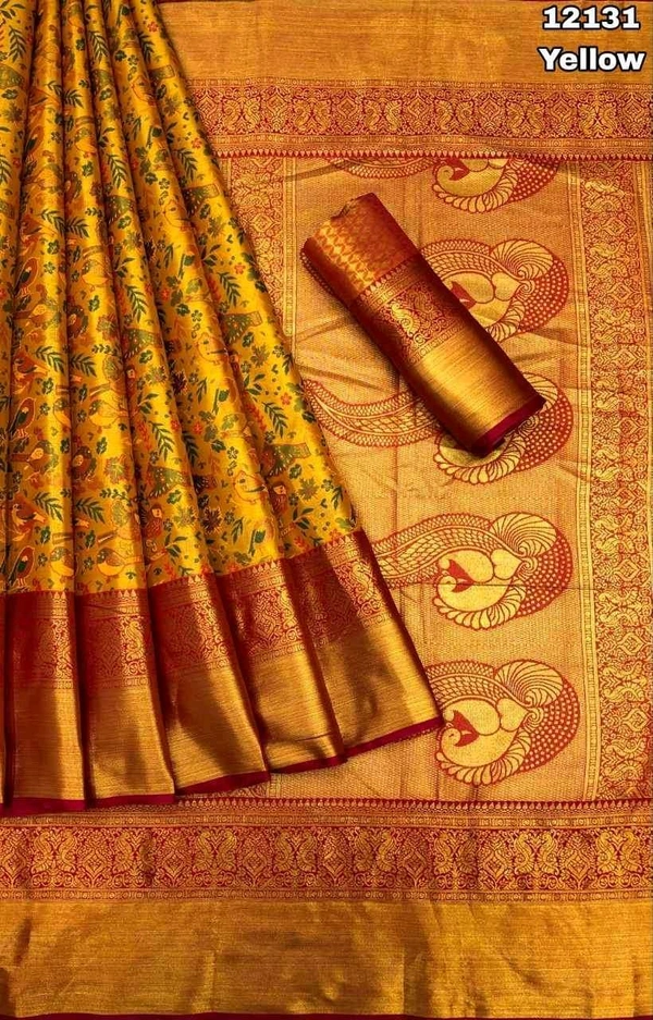 KS0030 Kanjivaram Silk Saree  - Yellow