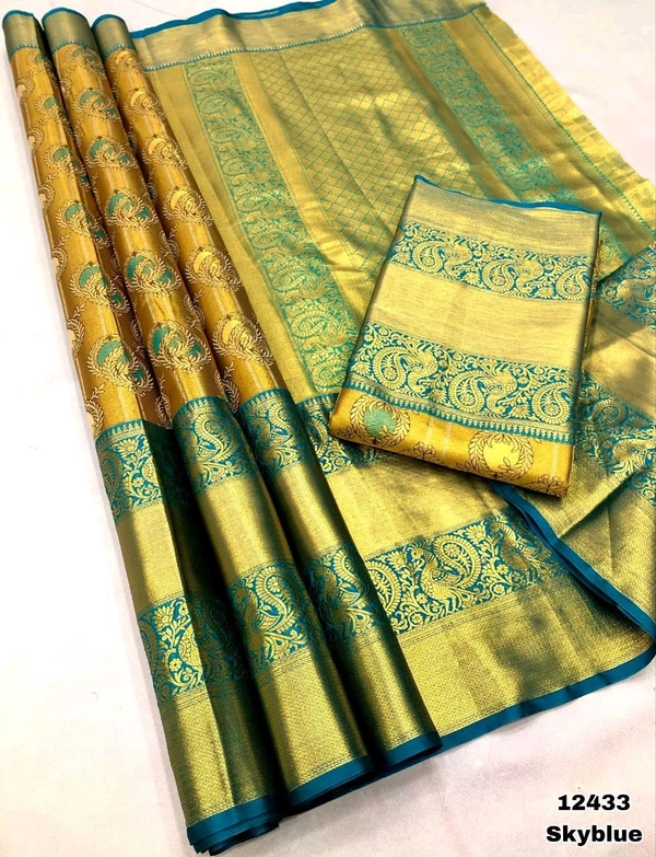 KS0033 Kanjivaram Silk Saree  - Sky blue