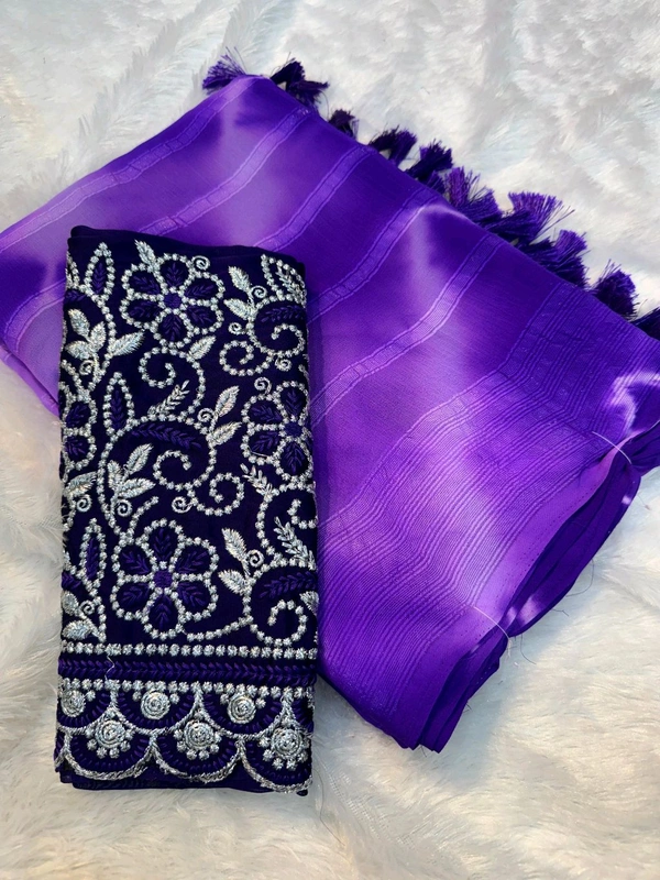 W22027 Murga Print Soft Georgette Saree  - Purple