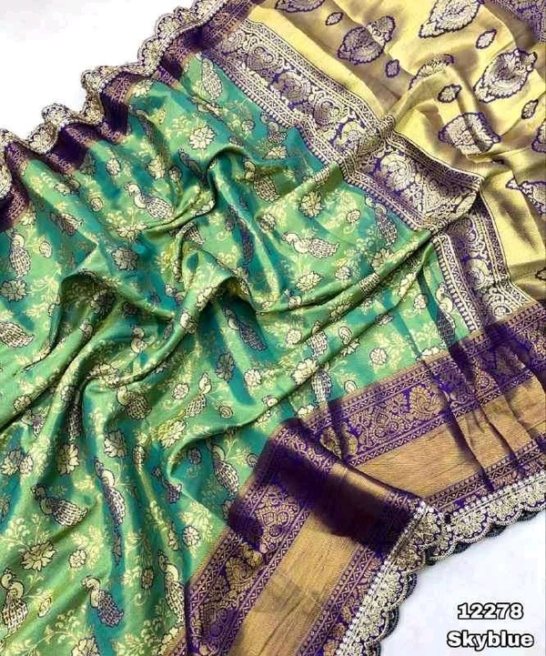 KS0039 Kanjivaram Silk Saree With Maggam Lace Border 