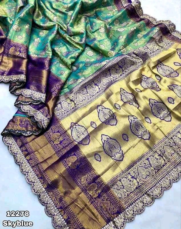 KS0039 Kanjivaram Silk Saree With Maggam Lace Border 