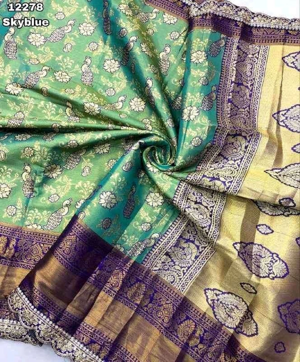 KS0039 Kanjivaram Silk Saree With Maggam Lace Border 