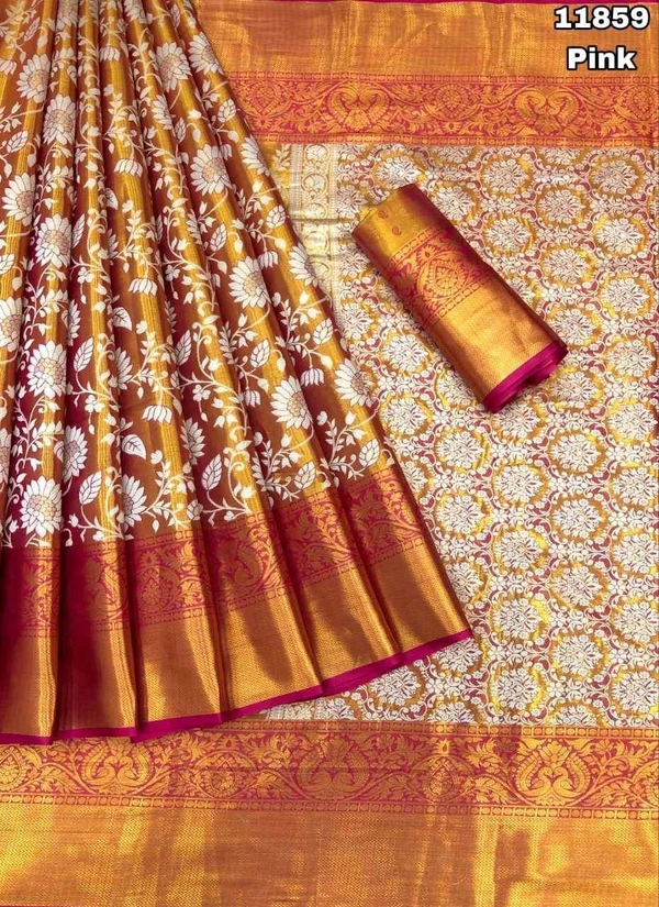 KS0043 Kanjivaram Silk Saree  - Pink