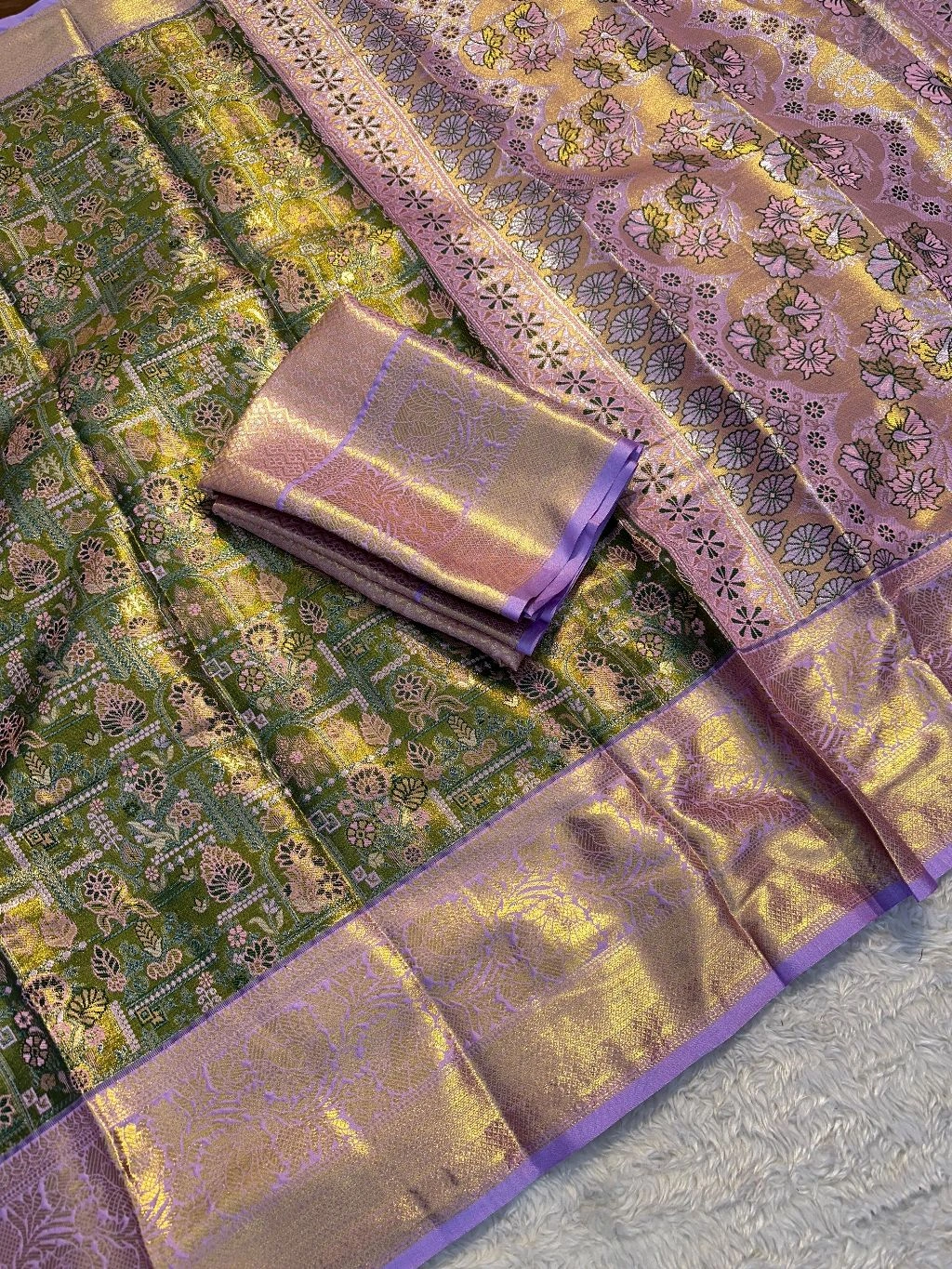 BYZANTINE - Pure Kanjivaram Silk Saree with Gold Zari