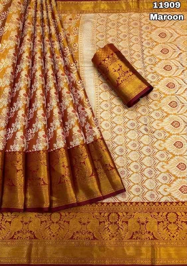 KS0050 1 Gm Gold Zari Weaving Kanjivaram Silk Saree  - Maroon