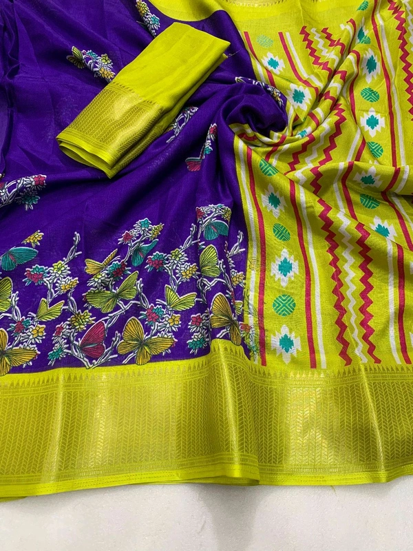 W64003 Pure Handloom Soft Dolla Silk With Weaving Jequard Border