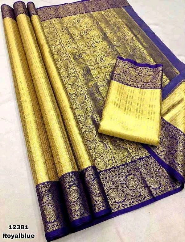 KS0052 Kanjivaram Braidal Silk Saree With 1 Gm Gold Zari Weaving Allover Saree