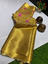 B11001 Pure Banarasi Tissue Soft Silk Saree With Allover Saree Embroidery Work 