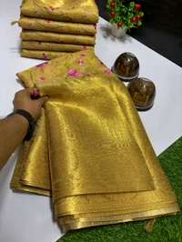 B11001 Pure Banarasi Tissue Soft Silk Saree With Allover Saree Embroidery Work 